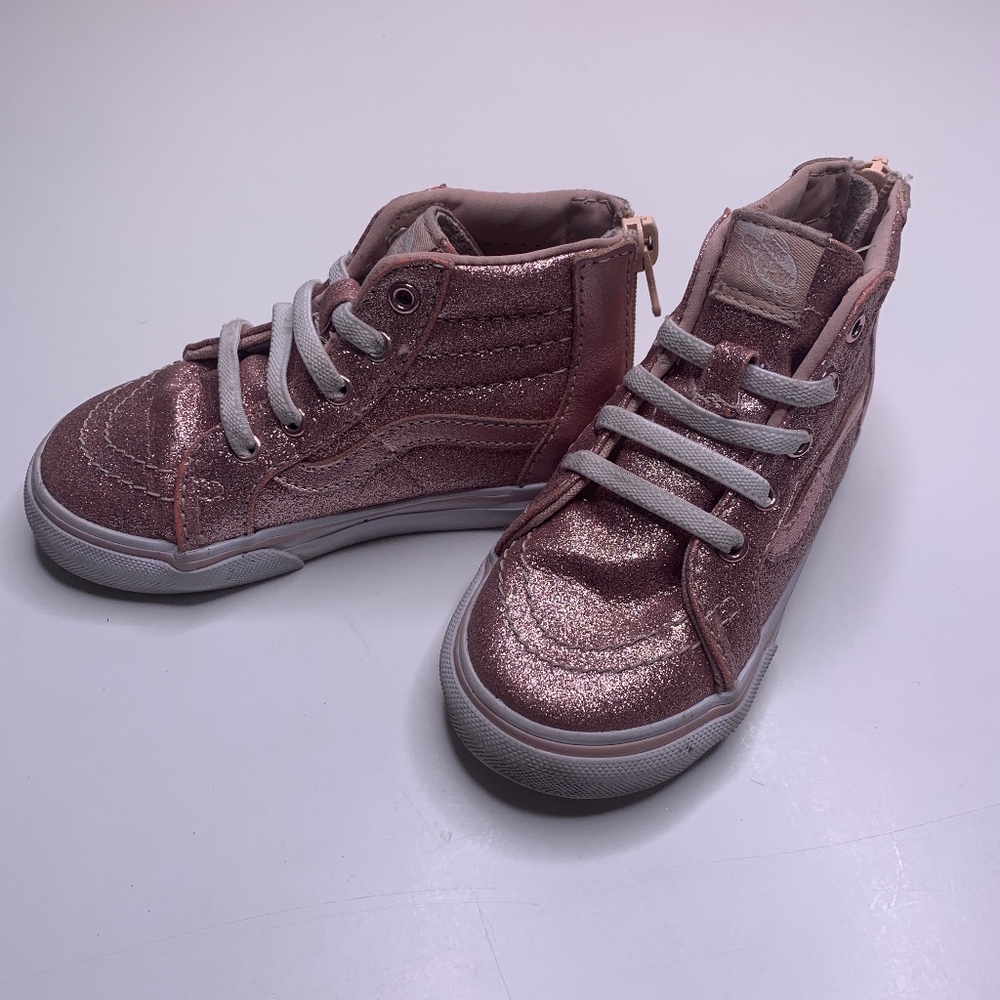 VANS Girls Pink Glitter High Tops Sneakers 7.5